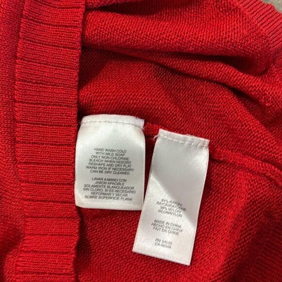 Jones New York Cap Sleeve Cowl Neck Sweater Bright Red - Picture 7 of 7